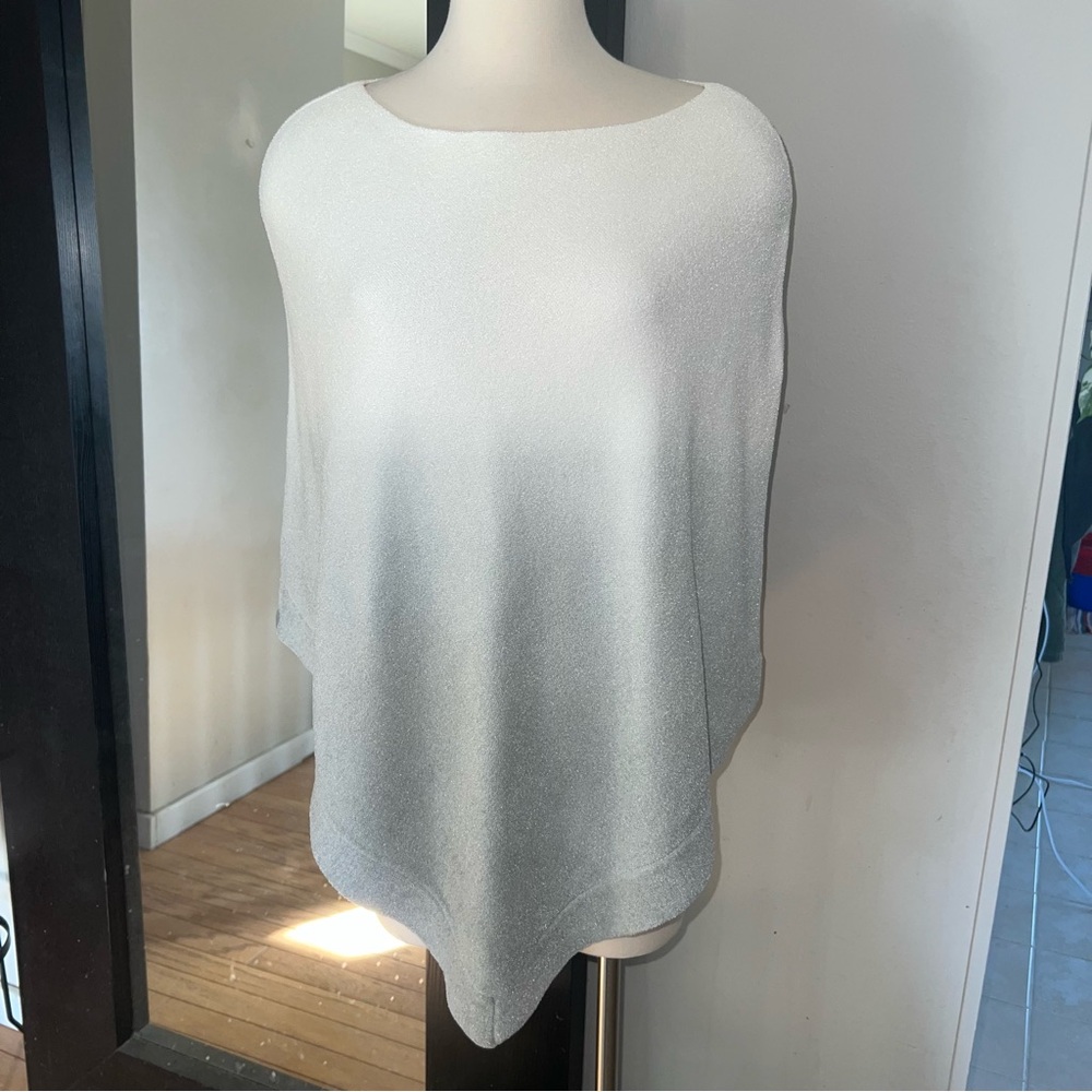 Barefoot Dreams Women’s Cream & Sage Ombre Poncho Sweater – One Size
